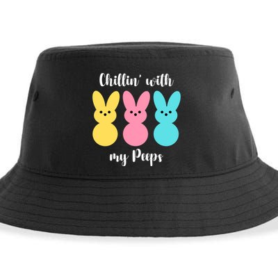 Chillin With My Peeps Easter Bunny Funny Cute Sustainable Bucket Hat