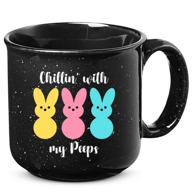 Chillin With My Peeps Easter Bunny Funny Cute 15oz Campfire Ceramic Mug
