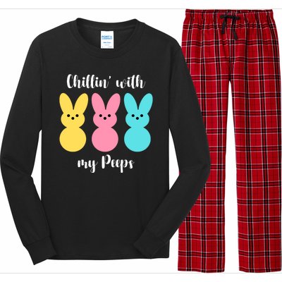 Chillin With My Peeps Easter Bunny Funny Cute Long Sleeve Pajama Set