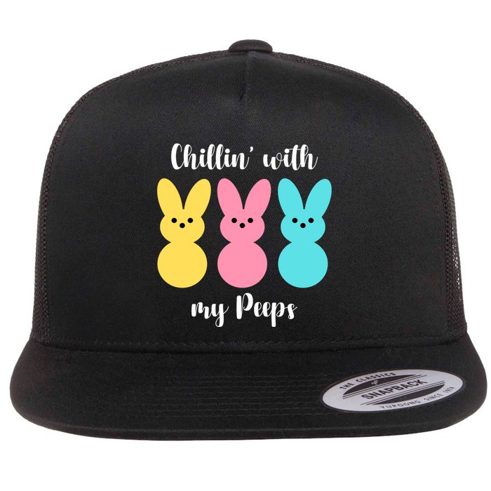 Chillin With My Peeps Easter Bunny Funny Cute Flatbill Hat