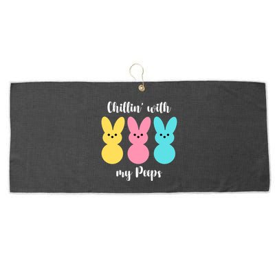 Chillin With My Peeps Easter Bunny Funny Cute Large Microfiber Waffle Golf Towel