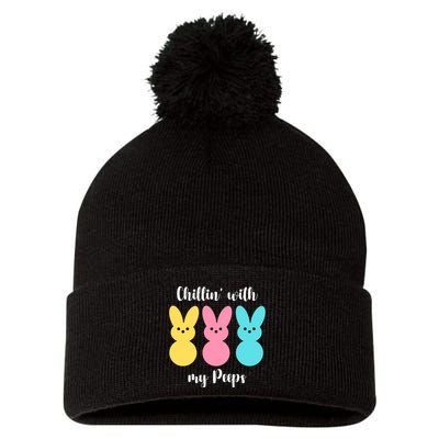 Chillin With My Peeps Easter Bunny Funny Cute Pom Pom 12in Knit Beanie