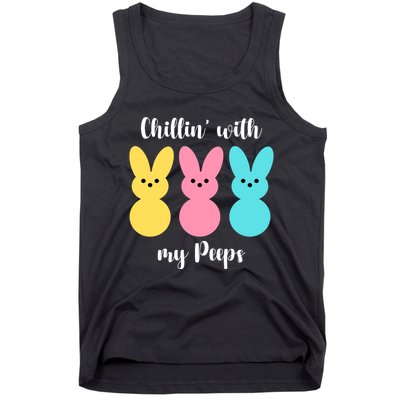 Chillin With My Peeps Easter Bunny Funny Cute Tank Top