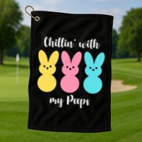 Chillin With My Peeps Easter Bunny Funny Cute Golf Towel