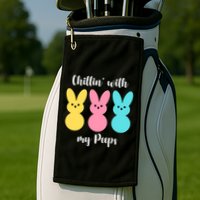 Chillin With My Peeps Easter Bunny Funny Cute Golf Towel