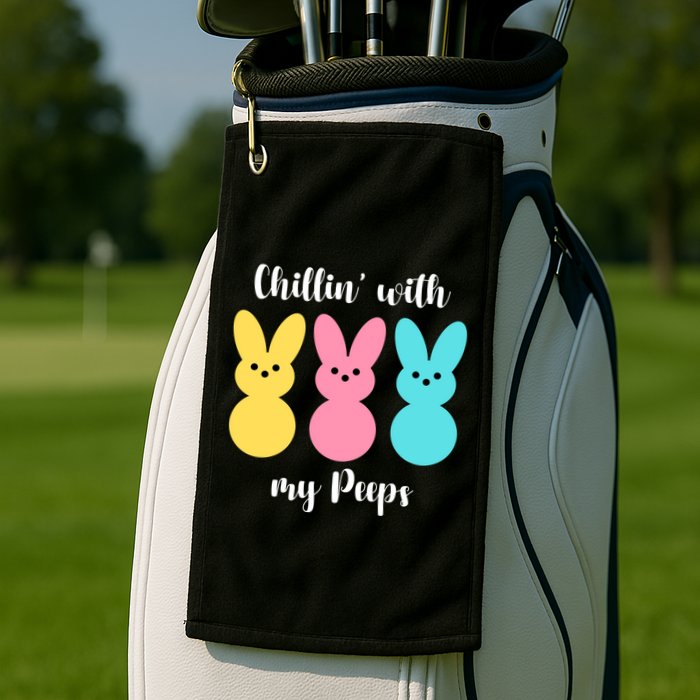 Chillin With My Peeps Easter Bunny Funny Cute Golf Towel
