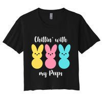 Chillin With My Peeps Easter Bunny Funny Cute Women's Crop Top Tee
