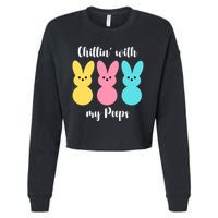 Chillin With My Peeps Easter Bunny Funny Cute Cropped Pullover Crew