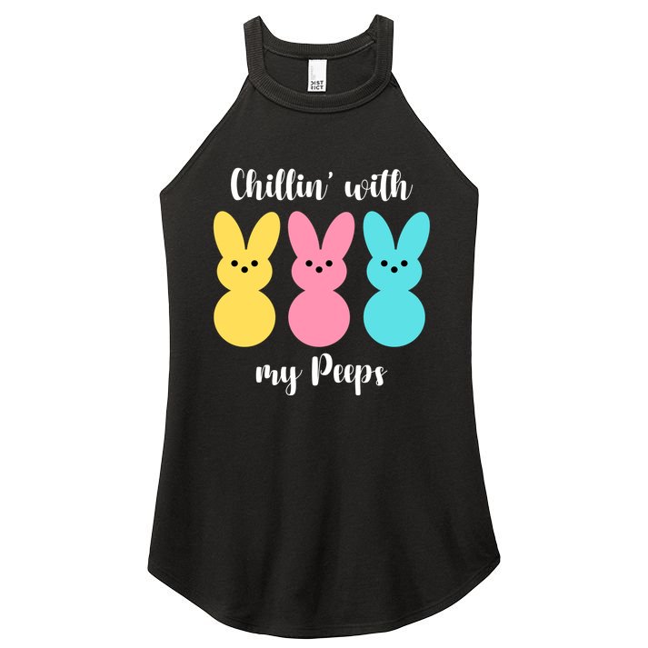 Chillin With My Peeps Easter Bunny Funny Cute Women's Perfect Tri Rocker Tank