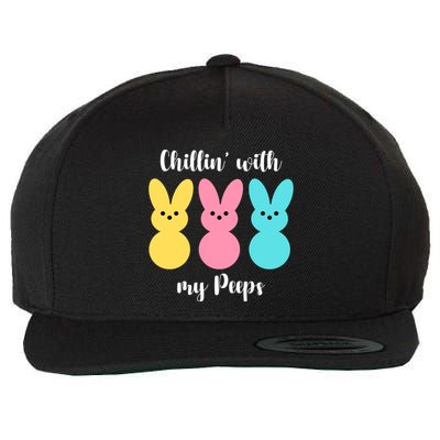 Chillin With My Peeps Easter Bunny Funny Cute Wool Snapback Cap