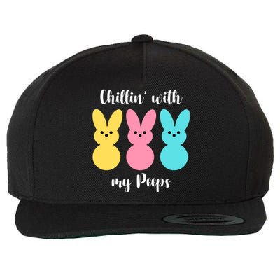 Chillin With My Peeps Easter Bunny Funny Cute Wool Snapback Cap