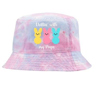 Chillin With My Peeps Easter Bunny Funny Cute Tie-Dyed Bucket Hat