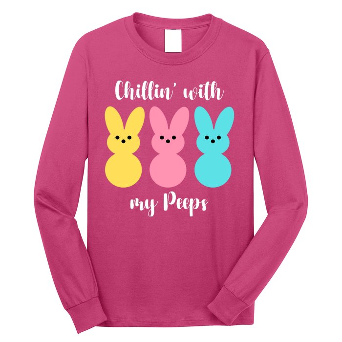 Chillin With My Peeps Easter Bunny Funny Cute Long Sleeve Shirt