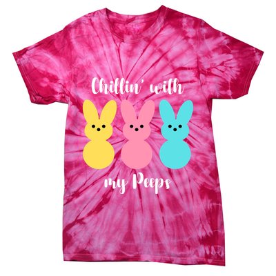 Chillin With My Peeps Easter Bunny Funny Cute Tie-Dye T-Shirt