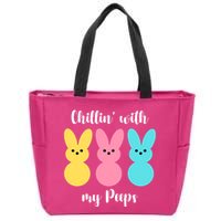 Chillin With My Peeps Easter Bunny Funny Cute Zip Tote Bag