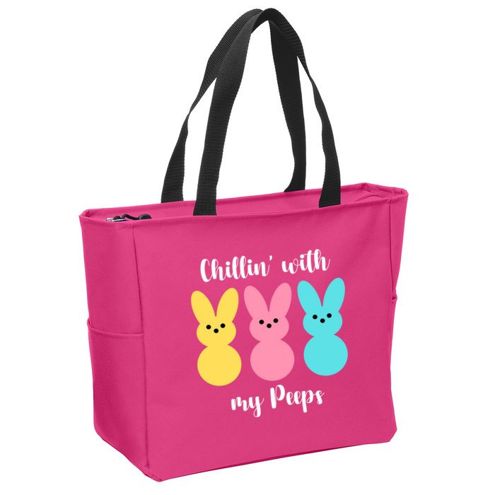 Chillin With My Peeps Easter Bunny Funny Cute Zip Tote Bag