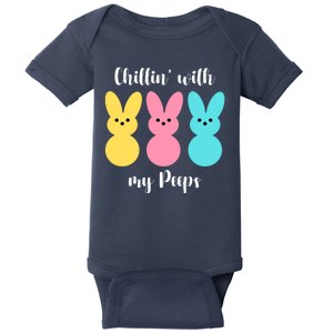 Chillin With My Peeps Easter Bunny Funny Cute Baby Bodysuit