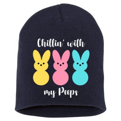 Chillin With My Peeps Easter Bunny Funny Cute Short Acrylic Beanie