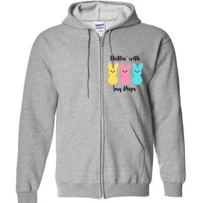 Chillin With My Peeps Easter Bunny Funny Cute Full Zip Hoodie