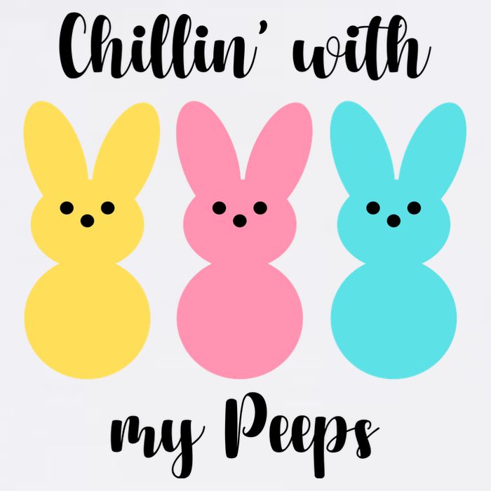 Chillin With My Peeps Easter Bunny Funny Cute Garment-Dyed Sweatshirt