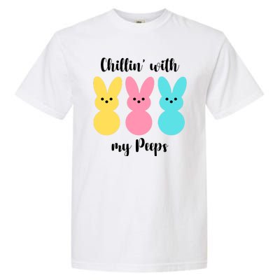 Chillin With My Peeps Easter Bunny Funny Cute Garment-Dyed Heavyweight T-Shirt