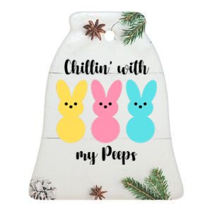 Chillin With My Peeps Easter Bunny Funny Cute Ceramic Bell Ornament