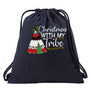 Christmas With My Tribe Red Plaid Family Matching Outfit Great Gift Drawstring Bag