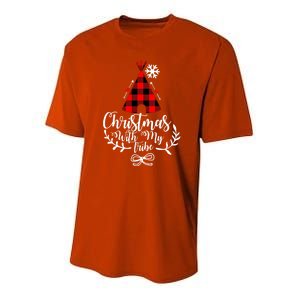 Christmas With My Tribe Red Plaid Family Matching Outfit Meaningful Gift Youth Performance Sprint T-Shirt