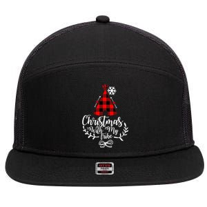 Christmas With My Tribe Red Plaid Family Matching Outfit Meaningful Gift 7 Panel Mesh Trucker Snapback Hat