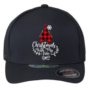 Christmas With My Tribe Red Plaid Family Matching Outfit Meaningful Gift Flexfit Unipanel Trucker Cap