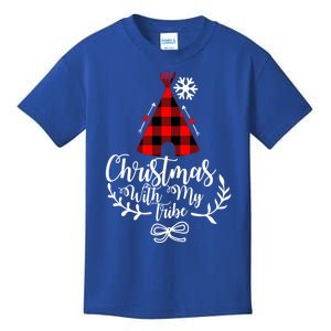 Christmas With My Tribe Red Plaid Family Matching Outfit Meaningful Gift Kids T-Shirt