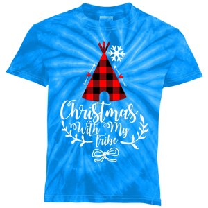 Christmas With My Tribe Red Plaid Family Matching Outfit Meaningful Gift Kids Tie-Dye T-Shirt