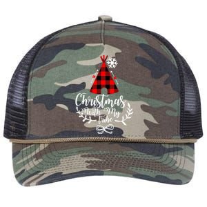 Christmas With My Tribe Red Plaid Family Matching Outfit Meaningful Gift Retro Rope Trucker Hat Cap