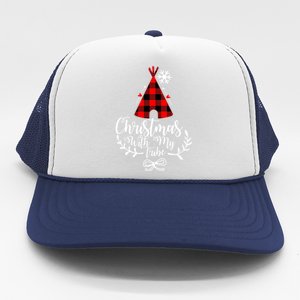 Christmas With My Tribe Red Plaid Family Matching Outfit Meaningful Gift Trucker Hat