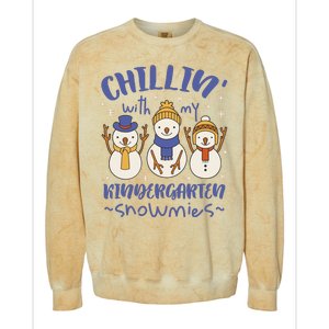 Chillin With My Kindergarten Snowmies Cute Winter Colorblast Crewneck Sweatshirt