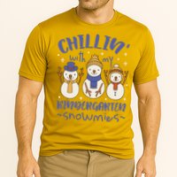 Chillin With My Kindergarten Snowmies Cute Winter Cooling Performance Crew T-Shirt
