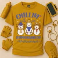 Chillin With My Kindergarten Snowmies Cute Winter Cooling Performance Crew T-Shirt