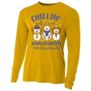 Chillin With My Kindergarten Snowmies Cute Winter Cooling Performance Long Sleeve Crew