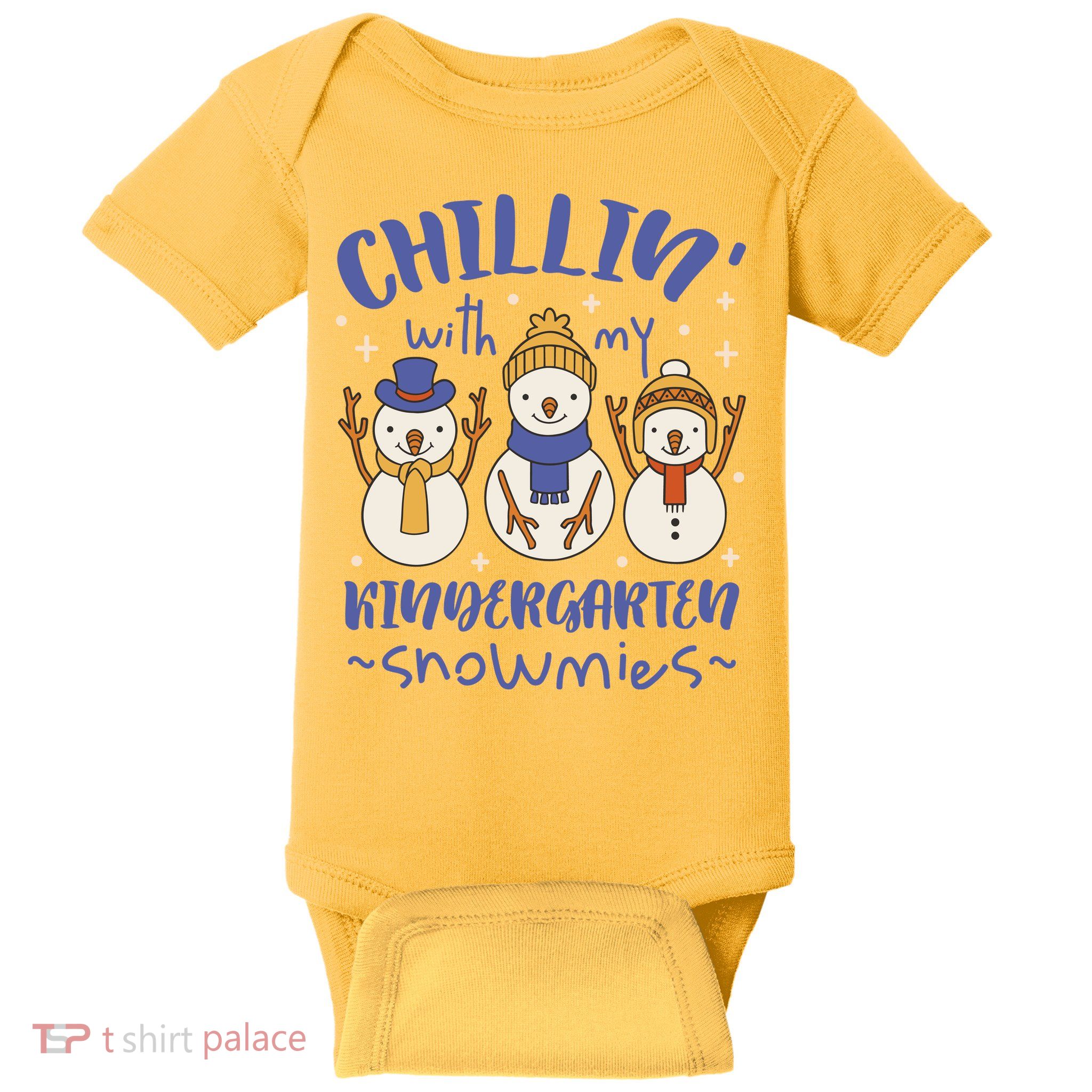 Chillin With My Kindergarten Snowmies Cute Winter Baby Bodysuit