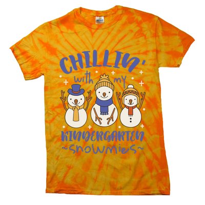 Chillin With My Kindergarten Snowmies Cute Winter Tie-Dye T-Shirt