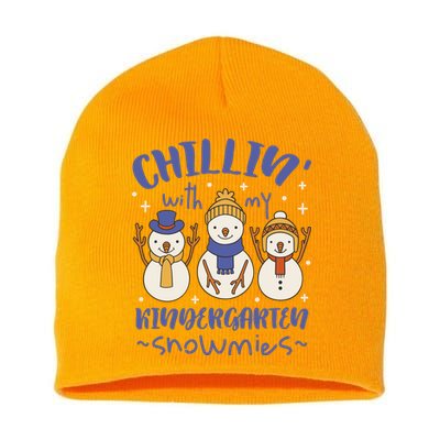 Chillin With My Kindergarten Snowmies Cute Winter Short Acrylic Beanie