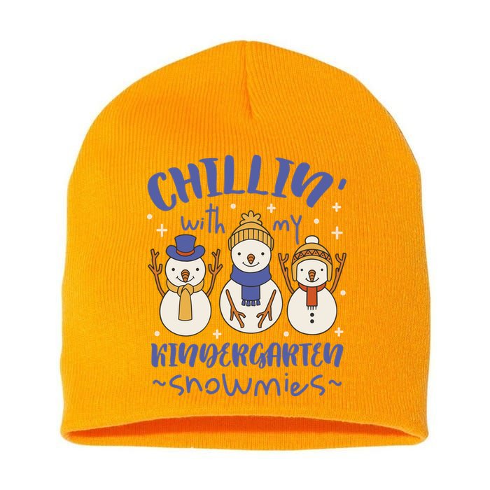 Chillin With My Kindergarten Snowmies Cute Winter Short Acrylic Beanie