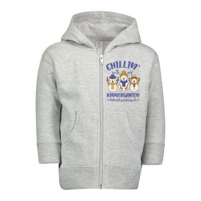 Chillin With My Kindergarten Snowmies Cute Winter Toddler Zip Fleece Hoodie