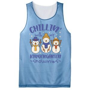 Chillin With My Kindergarten Snowmies Cute Winter Mesh Reversible Basketball Jersey Tank