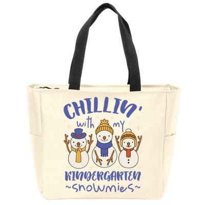 Chillin With My Kindergarten Snowmies Cute Winter Zip Tote Bag