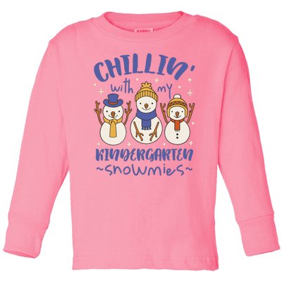 Chillin With My Kindergarten Snowmies Cute Winter Toddler Long Sleeve Shirt