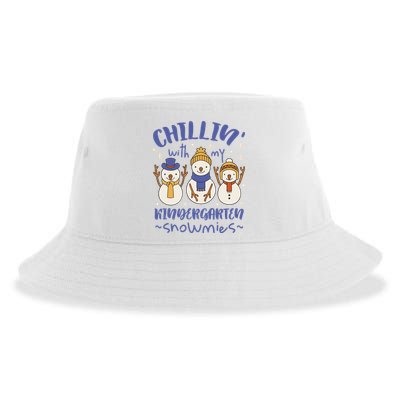 Chillin With My Kindergarten Snowmies Cute Winter Sustainable Bucket Hat