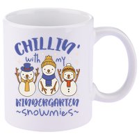 Chillin With My Kindergarten Snowmies Cute Winter 11oz C Handle Ceramic Mug