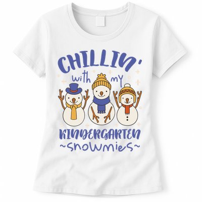 Chillin With My Kindergarten Snowmies Cute Winter Womens T-Shirt