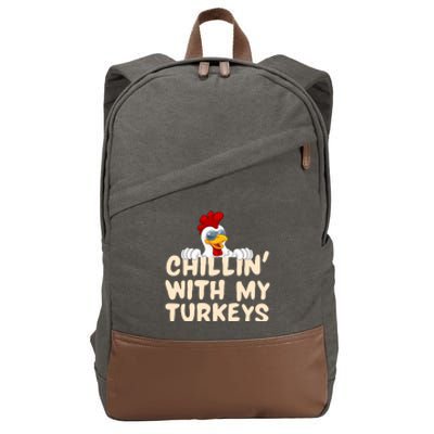 Chillin With My Turkeys Thanksgiving Cotton Canvas Backpack